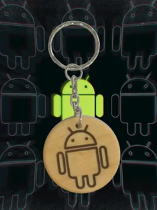 Android Mini man Keyring Keychain Handmade wooden, free engraving, - Picture 1 of 6
