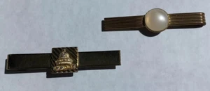 Tie Clips gold tone rhinestone faux pearl to wear or crafts projects vintage - Picture 1 of 6