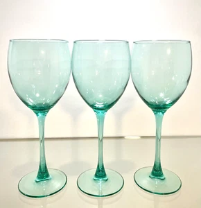 Luminarc France türkis/aqua Weinkelch 3er Set Gläser Kristall 8" hoch - Bild 1 von 7