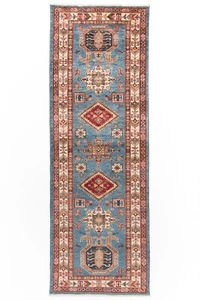 Kazak 204X82 Cm Hand-Knotted Oriental Carpet Nomadic Wool Rug Runner - Picture 1 of 12
