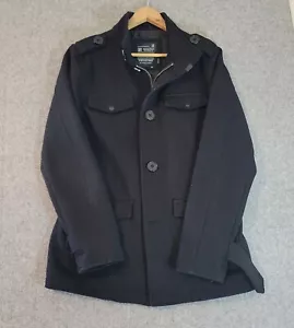KR3W Jacket Men's M Black/Gray Army Peacoat Full Zip Button Up Long Sleeve - Picture 1 of 20