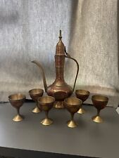 Small Decorative Middle Eastern Style Tea Pot and Cups on Plate