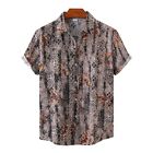 Men's Vintage Beach Blouse Hawaiian Print Short Sleeve Button Down Shirt