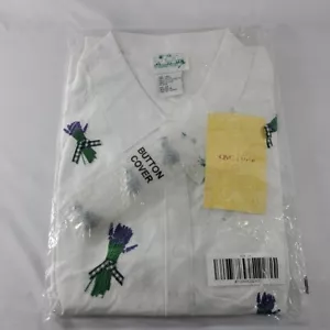 The Quacker Factory : Lavender Flowers White Button Long Sleeve Shirt 2X - NWT - Picture 1 of 8