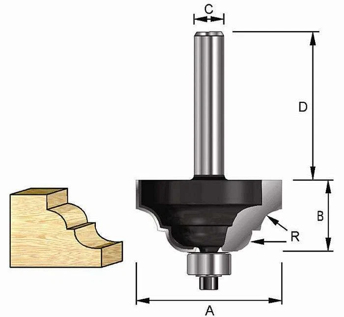 ENT Römischer Classic Profilfräser HW 15172 mit Kugellager Ø 31,8 mm - S8x32 mm - Bild 1 von 1