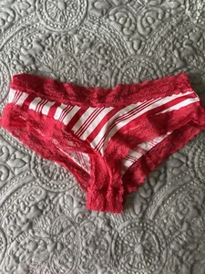 Victorias Secret Cheeky Lace Candy Cane Christmas Panties Size Small - Picture 1 of 2