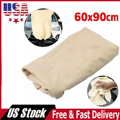 1x Natural Chamois Leather Car Clean Cloth Washing Absorbent Drying Shammy Towel - Image 1 of 4