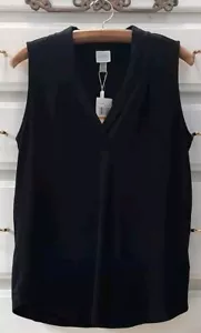 NWT Cupio SzS Jersey Knit Sleeveless V-neck Blouse Viscose/Spandex Stretch Black - Picture 1 of 5