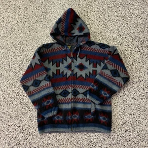Tejidos Ruminahui Hoodie Mens Medium Wool Print Aztec Ecuador Full Zip - Picture 1 of 5