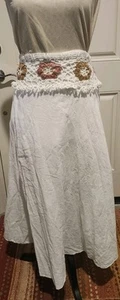 Boho Beach Resort Cotton Crochet Long Skirt Fairy White Stretch Whimsigoth - Picture 1 of 8