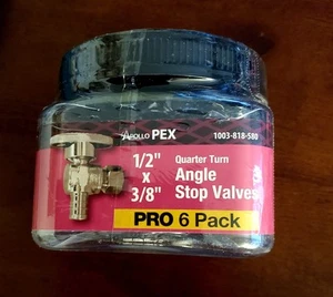 Barra PEX-B de latón cromado de 1/2" x cuarto de compresión de 3/8" (paquete de 6) - Imagen 1 de 5