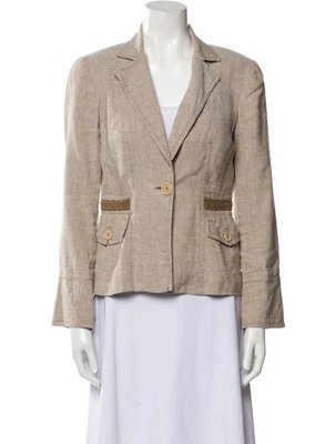 Blazer Trina Turk Beige Lino Mujer Talla 4 - Muy Buen Estado Foto 1 de 4