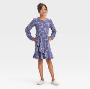 Disney Wish Dress Girls XL 14 Long Sleeve Purple Roses - Picture 1 of 5
