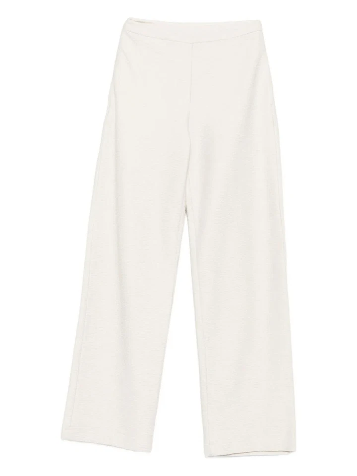 Emporio Armani High-Waisted Ivory Trousers – Textured Weave, Fall/Winter 2025 - Image 1 of 2