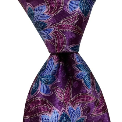 Corbata de seda para hombre ERMENEGILDO ZEGNA ***** ITALIA de lujo floral púrpura/azul usada en excelente estado Foto 1 de 3