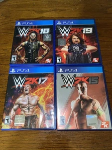 Lot of 4 Sony PS4 Games WWE2K15, 2K17, 2K18, 2K19 Wrestling Games Clean - Picture 1 of 9