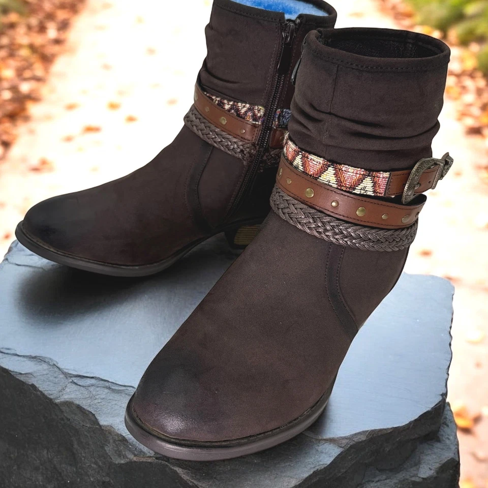 Botines Roper Mujer 8 Marrón Cuero/Gamuza Correa Azteca Hebilla Vaquera Occidental Foto 1 de 4