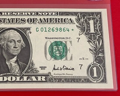 2001 Star note $1 DOLLAR BILL ( CHICAGO G ) UNCIRCULATED - Image 1 of 3
