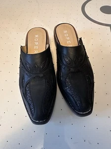 Roper Beth Mules Women’s Size 6 Black Glittered Snip Toe - Picture 1 of 7
