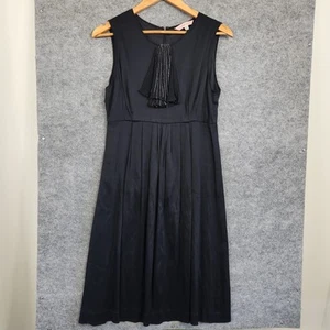Lisa Ho Dress Womens Size 10 Black Party Cocktail Silk Contrast A-Line Flowy - Picture 1 of 11