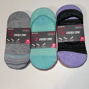 Energy Zone Cushioned Liner Socks 3 Packages of 4 Girls Size M - Picture 1 of 1