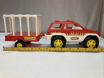 1997 Empire Inc. Plastic Buddy L White/Red Jeep Cherokee & Trailer Rare  Vintage - Image 1 of 4