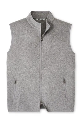 Peter Millar British Gray Crown Flex Fleece Vest MF24Z20 Full-Zip NWT S - Image 1 of 4
