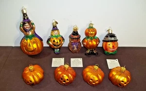 Lot 9 Old World Christmas Glass Halloween Ornaments Owl Jack O’Lantern Pumpkin - Picture 1 of 5