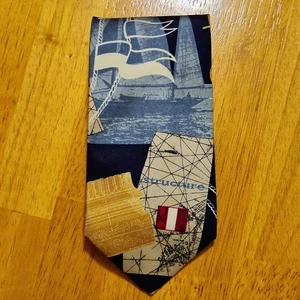 Vintage Structure Mens Necktie Silk Nautical Abstract Great Christmas Gift - Picture 1 of 4