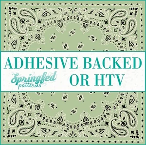 BANDANNA in Sage Green Pattern Adhesive Vinyl or HTV Heat Transfer Vinyl Bandana - Picture 1 of 2