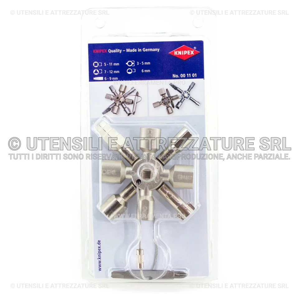 CHIAVE UNIVERSALE KNIPEX 00 11 01 per QUADRI e ARMADI ELETTRICI ACQUA GAS - Immagine 1 di 1