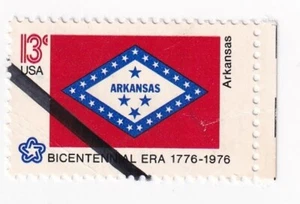 STAMP US SCOTT 1657 "Arkansas Flag" 13 CENT 1976 USED HAND CANCEL - Picture 1 of 1