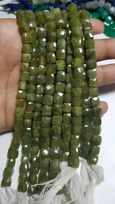 Naturale Vassonite 3D Cubo Scatola Gemma Sfaccettato Perline 6-7 MM 8 " Long - Immagine 1 di 3