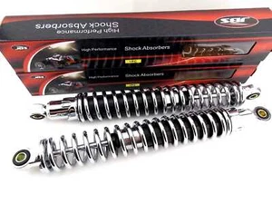 SUZUKI PE250 400mm CHROME JBS REAR SHOCK ABSORBERS EYE TO EYE - Picture 1 of 4
