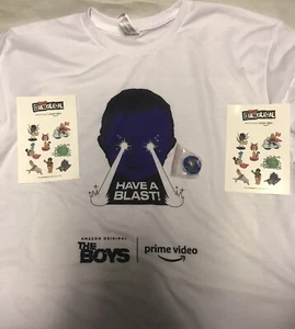 SXSW The Boys Amazon Prime Diabolical Promo Lot T Shirt XL Pin Tattoo’s SDCC - Picture 1 of 8