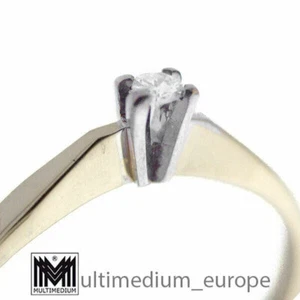 Anillo modernista oro blanco 585 oro amarillo diamante solitario 14ct - Imagen 1 de 4