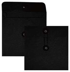 Black String Envelopes Card Holders with Button & String Tie Closure 10pcs - Picture 1 of 2