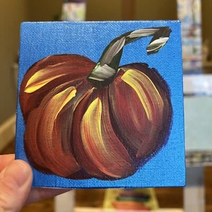 Kürbis, Herbst, Ernte, Original, Miniatur Gemälde, klein, Mini, - Bild 1 von 9