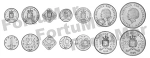 Netherlands Antilles, UNC, 7 PCS COIN SET, 1 2 1/2 5 10 25 Cents 1 2 1/2 Gulden - Picture 1 of 3
