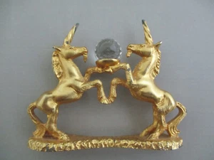 Par de estatuillas de unicornios dorados con bola de cristal Spoontiques 1985 CM523 de colección (1) - Imagen 1 de 4