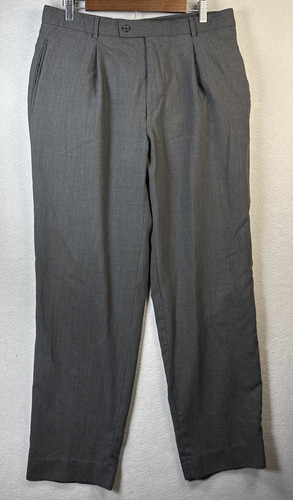 COACH Hugo Boss Pantalone Abito Classico Uomo 34x32 Lana Vergine Pieghettato Academia Manager USA