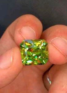 4 + Carat Natural Green Sphene Titanite Asscher Shape Gemstone For Jewellery - Picture 1 of 5