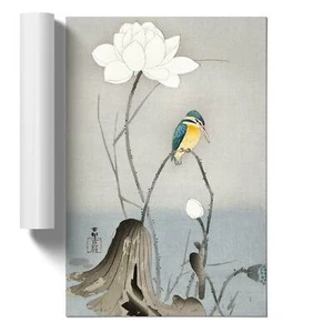 Kingfisher With Lotus Flower Bird Ohara Koson Unframed Wall Art Poster Print - Picture 1 of 4
