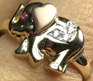 0 Sale GOLD 14k Elephant ring elefante Good luck lucky her size 7 ask 5 6 8 9 - Picture 1 of 12
