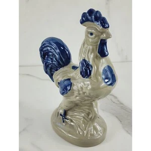 Beaumont Brother Rooster Chicken Blue Folk Art Pottery 8" Salt Glazed Figurine - Picture 1 of 18