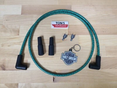 Harley Davidson Sportster Dyna Softail Big Twin Kit de cables de bujía verde negro Foto 1 de 4