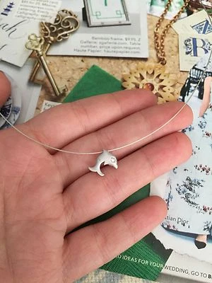 Nadri necklace 17" Dolphin Pendant Crystals Pave  Rhodium Plated NEW - Image 1 of 4