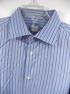 CAMISA DE VESTIR DE LUJO ERMENEGILDO ZEGNA PARA HOMBRE 18 XXL 35,5 RAYAS AZULES 100 % ALGODÓN - Imagen 1 de 6