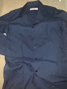 Red Kap Long Lab Work Coat Sz 48-LN RG Unisex Doctors Jacket Navy Blue Button Up - Picture 1 of 2