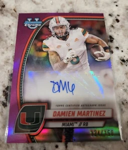 Damien Martinez /150 Rosa Rifrattore Auto 2024 Bowman U University Cromo Miami - Foto 1 di 2
